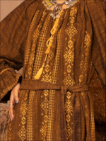 BRASS YARN DYED KURTI WITH BLACK TROUSERS. - Image 2