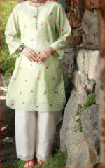 Light Green Paper Cotton Luxury Tunic...By Almirah - Image 2