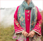 Fuchsia Khaddar 3Pc Stitched by Almirah. - Image 4