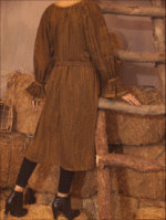 BRASS YARN DYED KURTI WITH BLACK TROUSERS. - Image 3