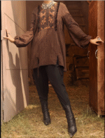 Copper Yarn-Dyed Two Tone Tunic EMBRIOERED - Image 3