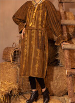 BRASS YARN DYED KURTI WITH BLACK TROUSERS.