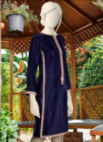 Navy Blue Velvet Embroidered Pret.