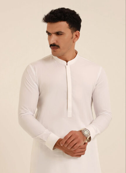 WHITE COTTON KAMEEZ SHALWAR  J.