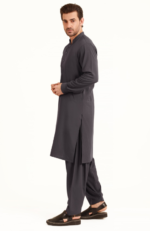 PURPLE BLENDED KAMEEZ SHALWAR  J.   CHARCOAL - Image 2