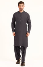 PURPLE BLENDED KAMEEZ SHALWAR  J.   CHARCOAL - Image 3